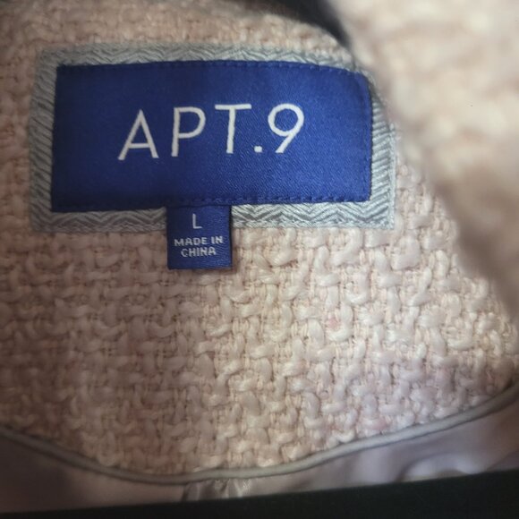 Beautiful pea coat Tweed apt 9 coat jacket dusty pink rose gold buttons large - Picture 2 of 4